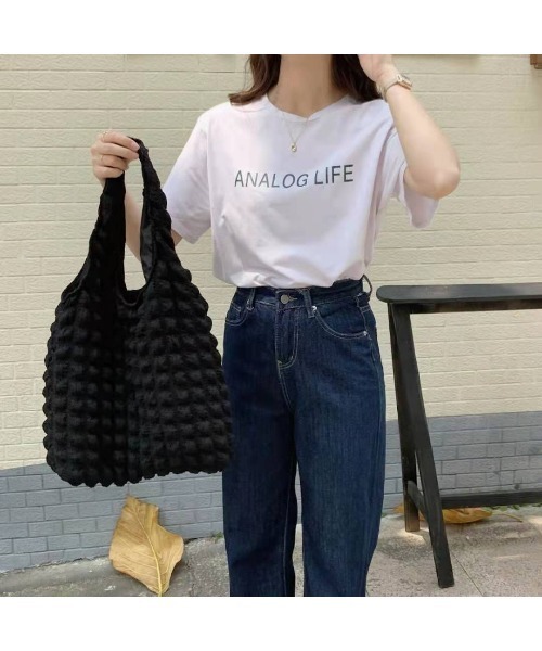 CORNERS（コーナーズ）の「ポップコーンマルシェバック（ショルダーバッグ・レディース・ブラック/アイボリー/パープル/ミント/イエロー/サックスブルー/ピンク・FREE）」の3枚目の写真