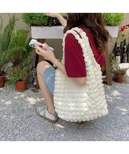 CORNERS（コーナーズ）の「ポップコーンマルシェバック（ショルダーバッグ・レディース・ブラック/アイボリー/パープル/ミント/イエロー/サックスブルー/ピンク・FREE）」の8枚目の写真