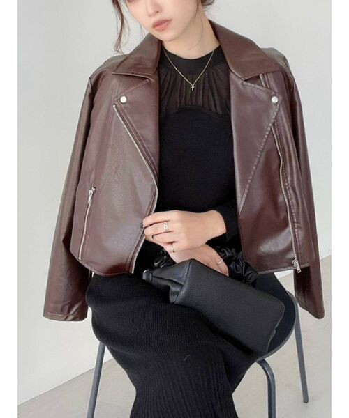 RESEXXY（リゼクシー）の「ライダースジャケット（ライダースジャケット・レディース・ブラック/ベージュ/ブラウン・FREE）」の3枚目の写真