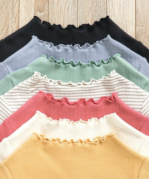 apres les cours(アプレレクール)の「メロウリブTシャツ(Tシャツ/カットソー・キッズ・その他2/アイボリー/ローズ/サックスブルー/イエロー/ブラック・80/90/100/110/120/130/140)」の16枚目の写真