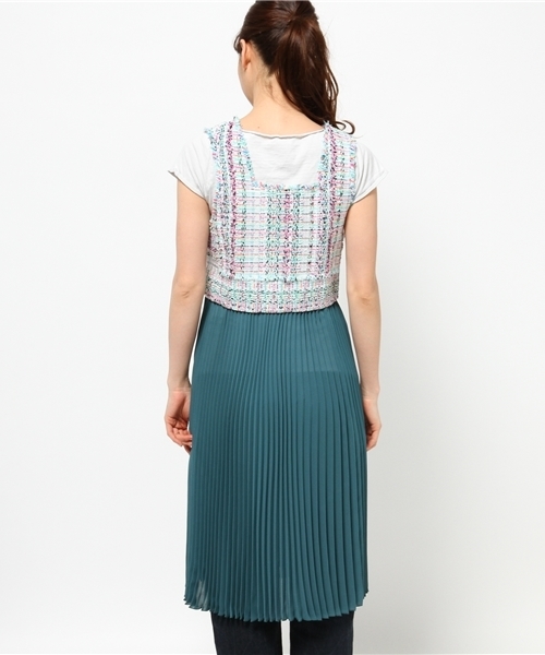 【✨新品タグ付き✨】ELFRANK◎前後2WAYツイードロングワンピース ELFRANK（エルフランク）の「前後2WAYツイードロングワンピース