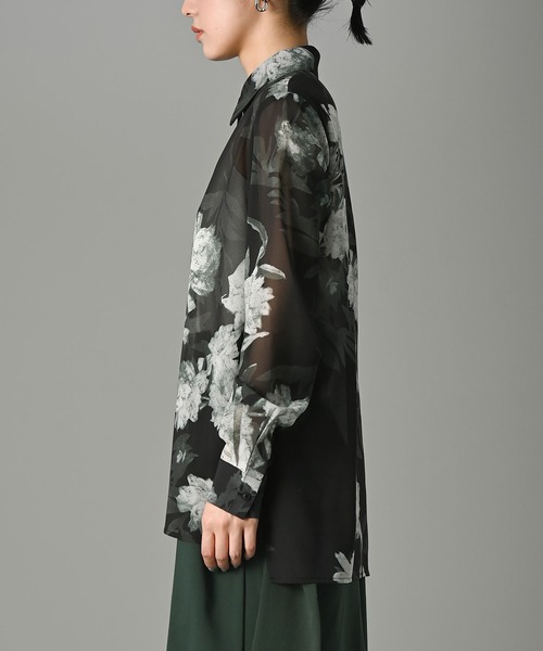 funda mine（ファンダマイン）の「funda mine オリジナル レトロフラワーパターンシフォンブラウス（シャツ/ブラウス・レディース・ブラック・FREE）」の6枚目の写真