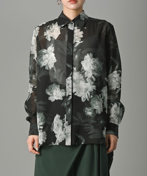 funda mine（ファンダマイン）の「funda mine オリジナル レトロフラワーパターンシフォンブラウス（シャツ/ブラウス・レディース・ブラック・FREE）」の5枚目の写真