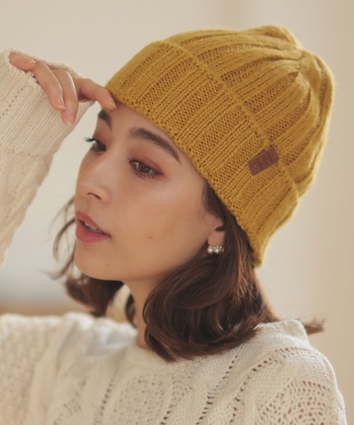 DONOBAN（ドノバン）の「リブ編みニット帽（ニットキャップ/ビーニー・レディース・チャコール/クリーム/グレー/マスタード・F）」の4枚目の写真