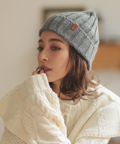DONOBAN（ドノバン）の「リブ編みニット帽（ニットキャップ/ビーニー・レディース・チャコール/クリーム/グレー/マスタード・F）」の12枚目の写真