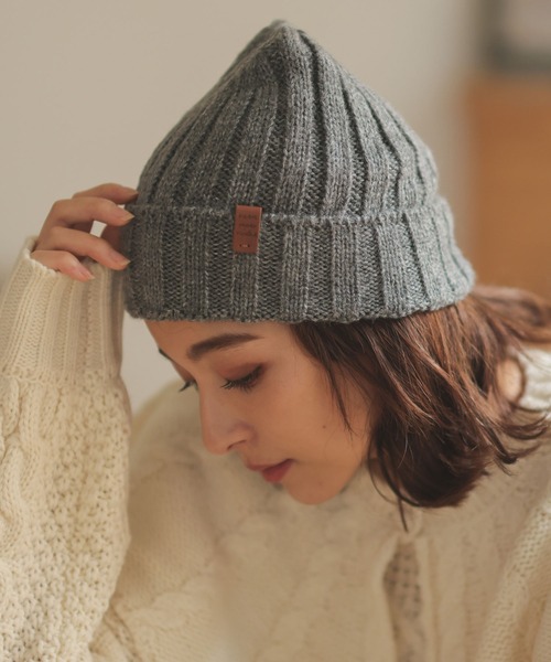 DONOBAN（ドノバン）の「リブ編みニット帽（ニットキャップ/ビーニー・レディース・チャコール/クリーム/グレー/マスタード・F）」の13枚目の写真