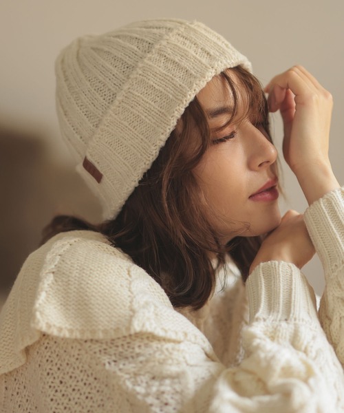 DONOBAN（ドノバン）の「リブ編みニット帽（ニットキャップ/ビーニー・レディース・チャコール/クリーム/グレー/マスタード・F）」の17枚目の写真