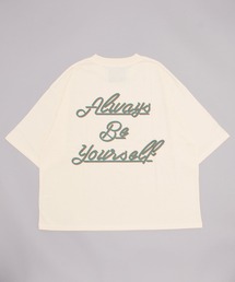 【Aim For】刺繍 バックプリント グラフィック オーバーサイズTシャツ