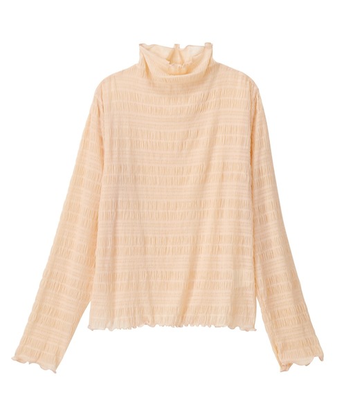 GeeRA（ジーラ）の「シャーリングシアートップス（Tシャツ/カットソー・レディース・ブラック/ライトベージュ/ピンク・LARGE/X-LARGE/SMALL/MEDIUM）」の13枚目の写真