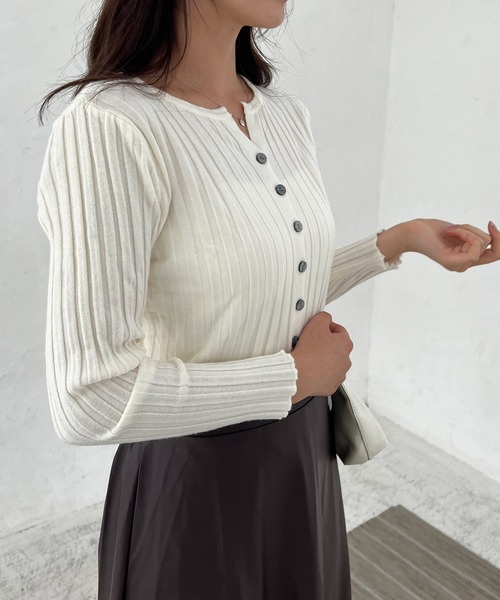 Lamoa(ラモア)の「Lamoa/リブニット コンパクト カーディガン(カーディガン/ボレロ・レディース・ホワイト/グレー/ブラック/アイボリー/ベージュ・FREE)」の14枚目の写真