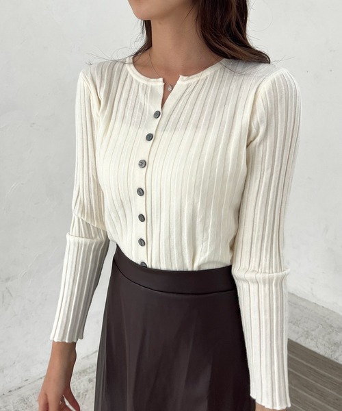 Lamoa(ラモア)の「Lamoa/リブニット コンパクト カーディガン(カーディガン/ボレロ・レディース・ホワイト/グレー/ブラック/アイボリー/ベージュ・FREE)」の17枚目の写真