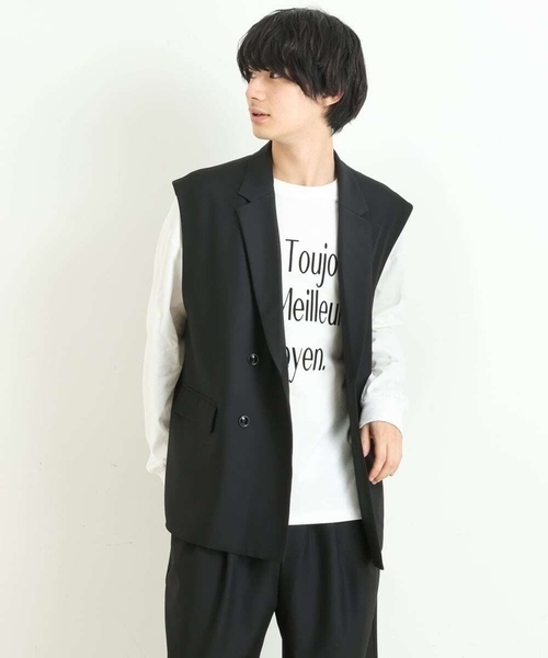 a.v.v(アーヴェヴェ)の「【S-XXL】三段ロゴプリントビッグシルエットカットソー(Tシャツ/カットソー・メンズ・ホワイト・48/46/52/50/44)」の3枚目の写真