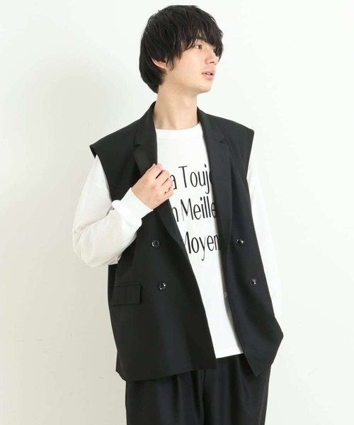 a.v.v(アーヴェヴェ)の「【S-XXL】三段ロゴプリントビッグシルエットカットソー(Tシャツ/カットソー・メンズ・ホワイト・48/46/52/50/44)」の4枚目の写真