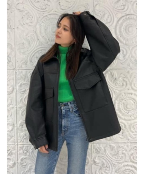 MOUSSY（マウジー）の「【新色追加】TURTLE RIB ニット（ニット/セーター・レディース・ブラック/ライトベージュ/オレンジ/パープル/オフホワイト/ライトグリーン/ライトピンク・FREE）」の16枚目の写真