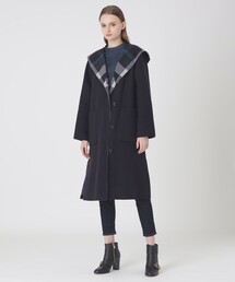 クレストブリッジチェックダブルフェイスロングコートを使った人気