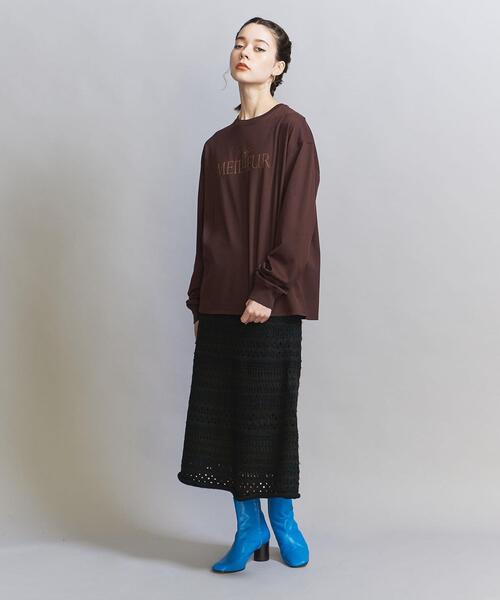BEAUTY&YOUTH UNITED ARROWS（ビューティーアンドユースユナイテッドアローズ）の「フロッキーロゴプリント ロングスリーブ Tシャツ（Tシャツ/カットソー・レディース・ダークブラウン・FREE）」の7枚目の写真