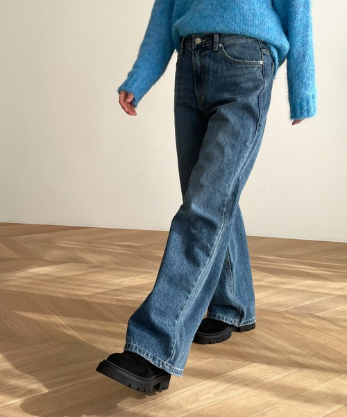 CANAL JEAN(キャナルジーン)の「El mar ワイドストレートデニム(デニムパンツ・レディース・ブルー・SMALL/MEDIUM)」の4枚目の写真