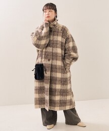 FREAK’S STORE　（F）　チェック柄大柄ロングコート　黒赤橙 FREAK'S STORE （F） チェック柄大柄ロングコート 黒赤橙 - メルカリ