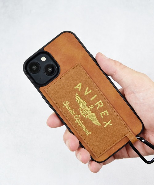 AVIREX（アヴィレックス）の「iPhone14 iPhone14Pro iPhone13 カード収納付き アヴィレックス 背面 スマホケース [刺繍ロゴ]（スマホケース/カバー・メンズ・ブラック/ブラウン・O/N）」の15枚目の写真