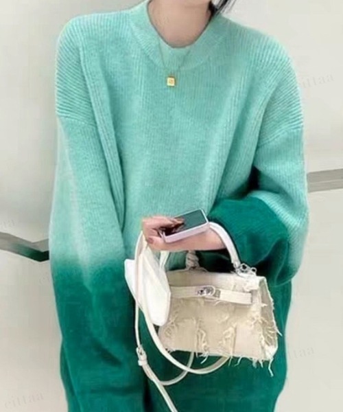 Dalfwin(ダールフィン)の「グラデーションビッグニットプルオーバー(ニット/セーター・レディース・ピンク/グリーン/グレー/ブルー・FREE)」の1枚目の写真