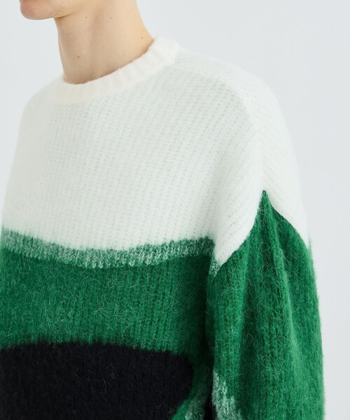 LiNoH（リノー）の「ALPACA ART GRAPHIC KNIT/アルパカ アート グラフィックニット（ニット/セーター・メンズ・ブルー/グリーン/グレイッシュベージュ・1/2）」の8枚目の写真