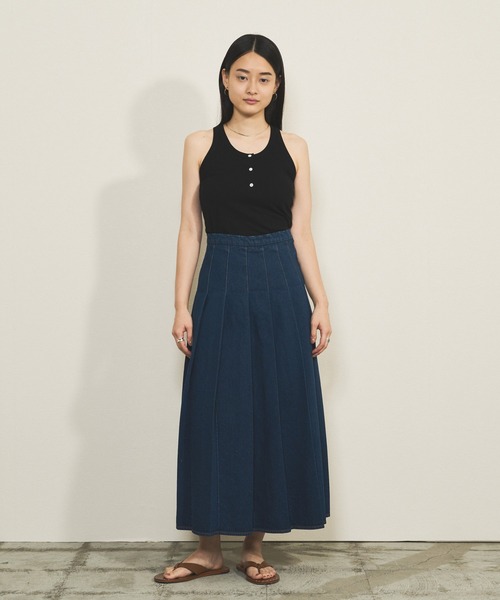 audrey and john wad（オードリーアンドジョンワッド）の「強撚フライスヘンリーネックタンクトップ -手洗い可-（タンクトップ・レディース・ライラック/ブラック/ライトグリーン/ホワイト・FREE）」の5枚目の写真