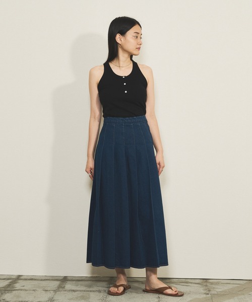 audrey and john wad（オードリーアンドジョンワッド）の「強撚フライスヘンリーネックタンクトップ -手洗い可-（タンクトップ・レディース・ライラック/ブラック/ライトグリーン/ホワイト・FREE）」の6枚目の写真