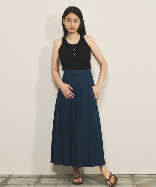 audrey and john wad（オードリーアンドジョンワッド）の「強撚フライスヘンリーネックタンクトップ -手洗い可-（タンクトップ・レディース・ライラック/ブラック/ライトグリーン/ホワイト・FREE）」の7枚目の写真