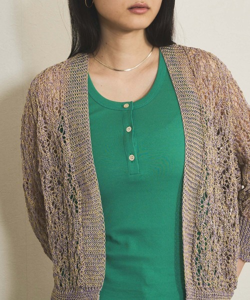 audrey and john wad（オードリーアンドジョンワッド）の「強撚フライスヘンリーネックタンクトップ -手洗い可-（タンクトップ・レディース・ライラック/ブラック/ライトグリーン/ホワイト・FREE）」の20枚目の写真