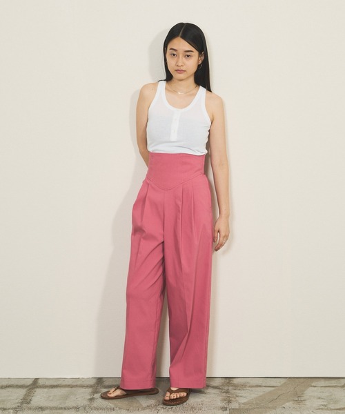 audrey and john wad（オードリーアンドジョンワッド）の「強撚フライスヘンリーネックタンクトップ -手洗い可-（タンクトップ・レディース・ライラック/ブラック/ライトグリーン/ホワイト・FREE）」の22枚目の写真