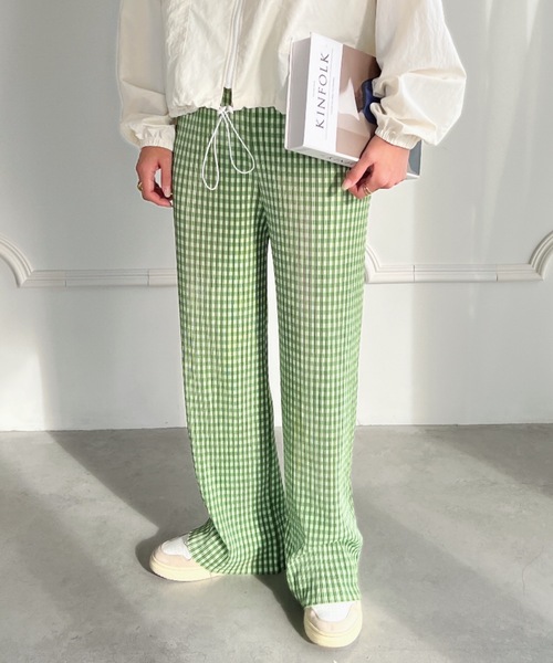 MYMOOD.（マイムード）の「ギンガムチェックプリーツワイドパンツ（その他パンツ・レディース・ブラック/グリーン・FREE）」の22枚目の写真