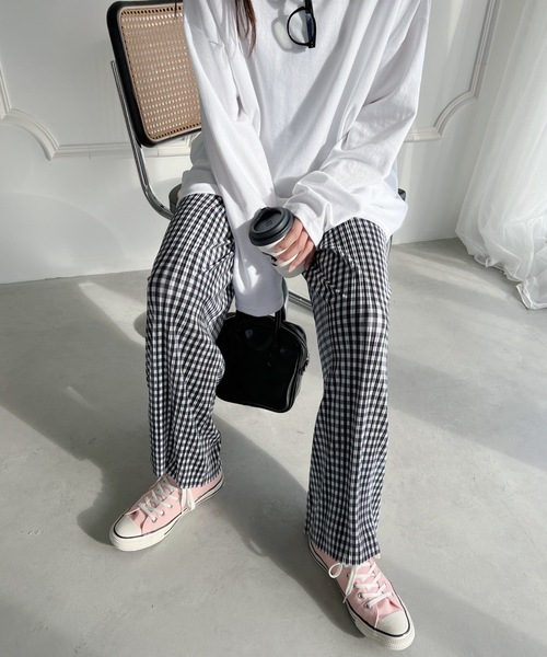 MYMOOD.（マイムード）の「ギンガムチェックプリーツワイドパンツ（その他パンツ・レディース・ブラック/グリーン・FREE）」の18枚目の写真