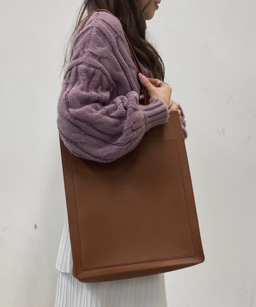 WEGO（ウィゴー）の「WEGO/PUスクエアトート（トートバッグ・レディース・ブラック/ブラウン・FREE）」の3枚目の写真