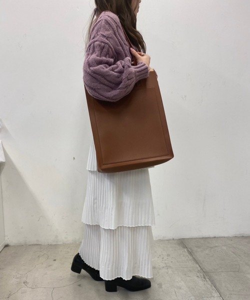 WEGO（ウィゴー）の「WEGO/PUスクエアトート（トートバッグ・レディース・ブラック/ブラウン・FREE）」の4枚目の写真