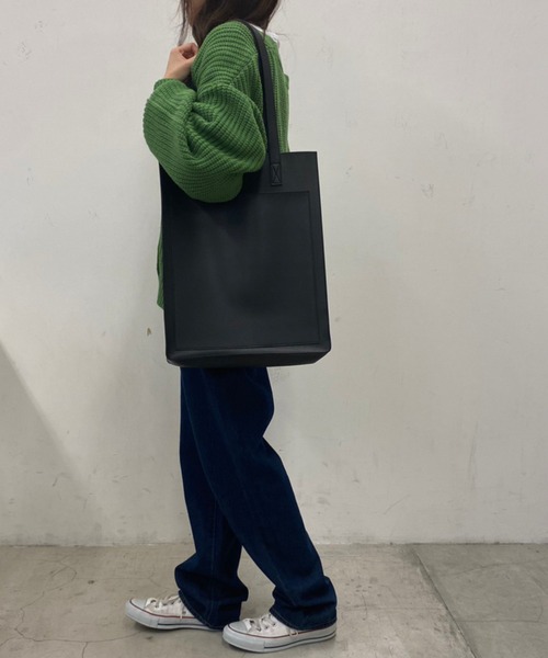 WEGO（ウィゴー）の「WEGO/PUスクエアトート（トートバッグ・レディース・ブラック/ブラウン・FREE）」の8枚目の写真