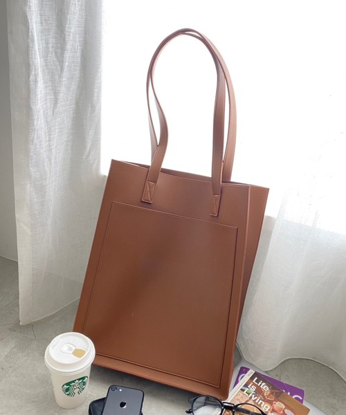 WEGO（ウィゴー）の「WEGO/PUスクエアトート（トートバッグ・レディース・ブラック/ブラウン・FREE）」の20枚目の写真