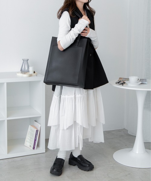 WEGO（ウィゴー）の「WEGO/PUスクエアトート（トートバッグ・レディース・ブラック/ブラウン・FREE）」の18枚目の写真