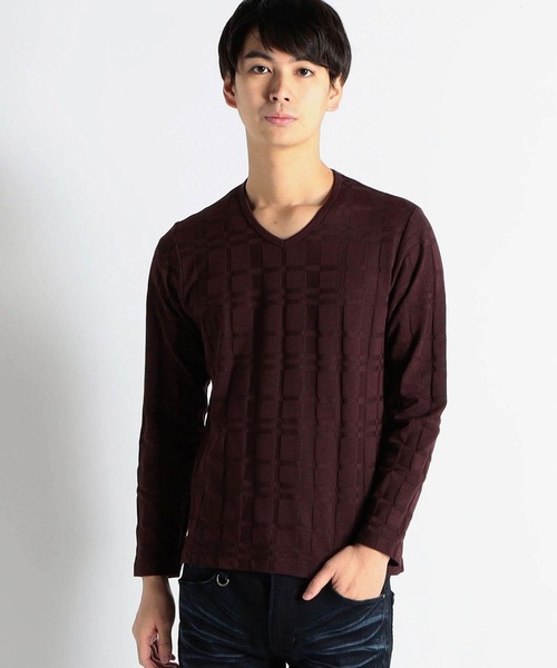 HIDEAWAYS NICOLE（ハイダウェイニコル）の「アラカルトＶネックカットソー（Tシャツ/カットソー・メンズ・ホワイト系その他/オフホワイト/ボルドー/ブラック・MEDIUM/LARGE/X-LARGE）」の4枚目の写真