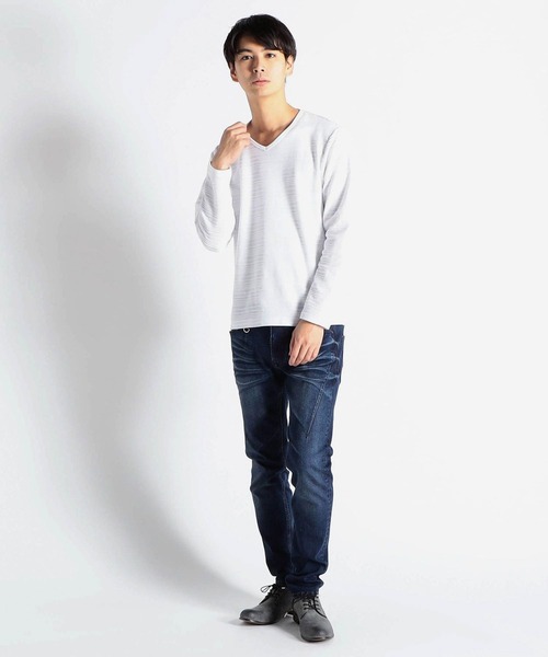 HIDEAWAYS NICOLE（ハイダウェイニコル）の「アラカルトＶネックカットソー（Tシャツ/カットソー・メンズ・ホワイト系その他/オフホワイト/ボルドー/ブラック・MEDIUM/LARGE/X-LARGE）」の5枚目の写真