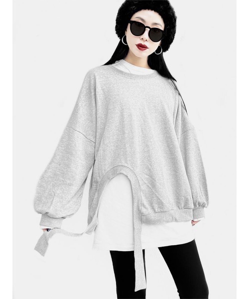 LVEU.（ラブユ.）の「Design hem volume sleeve sweat(Ai select) / デザインヘムボリュームスリーブスウェット（スウェット・レディース・グレー・FREE）」の7枚目の写真