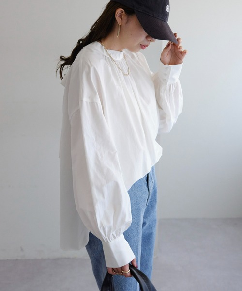 DISCOAT（ディスコート）の「【前後2WAY】ブロードボウタイブラウス（シャツ/ブラウス・レディース・オフホワイト/サックスブルー・FREE）」の8枚目の写真