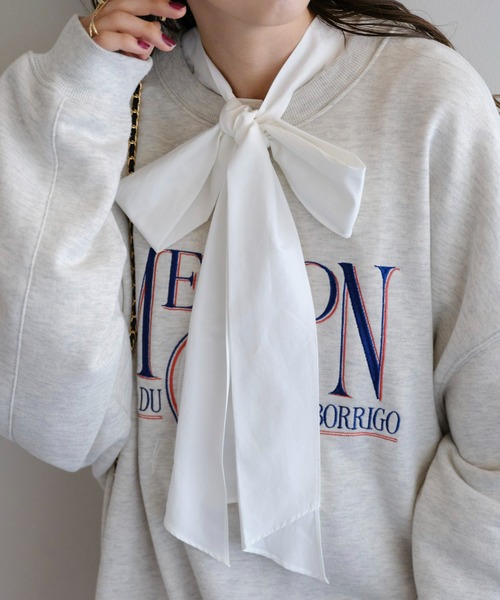 DISCOAT（ディスコート）の「【前後2WAY】ブロードボウタイブラウス（シャツ/ブラウス・レディース・オフホワイト/サックスブルー・FREE）」の9枚目の写真