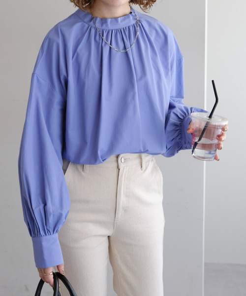 DISCOAT（ディスコート）の「【前後2WAY】ブロードボウタイブラウス（シャツ/ブラウス・レディース・オフホワイト/サックスブルー・FREE）」の10枚目の写真