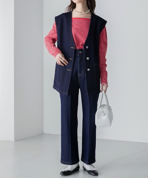 ⭐️JULY NINE ノーカラーミドルジレ⭐️MUU⭐️ BONLECILL（ボンルシール）の「【セットアップ対応】ミドル丈 ノー