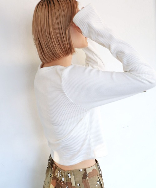 PBLIM（ページボーイリム）の「PAGEBOYLIM/フィンガーホールインナー（Tシャツ/カットソー・レディース・ブラック/レッド/オフホワイト・FREE）」の12枚目の写真