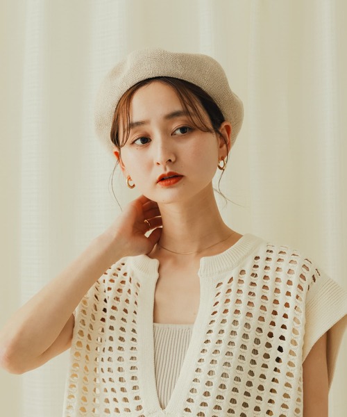 SENSE OF PLACE by URBAN RESEARCH（センスオブプレイスバイアーバンリサーチ）の「サーモベレー（ハンチング/ベレー帽・レディース・アイボリー/ブラック・ONE）」の6枚目の写真