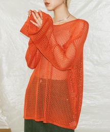 linen like mesh knit tops / リネンライクメッシュニットトップス