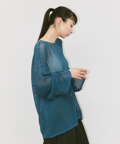linen like mesh knit tops / リネンライクメッシュニットトップス 