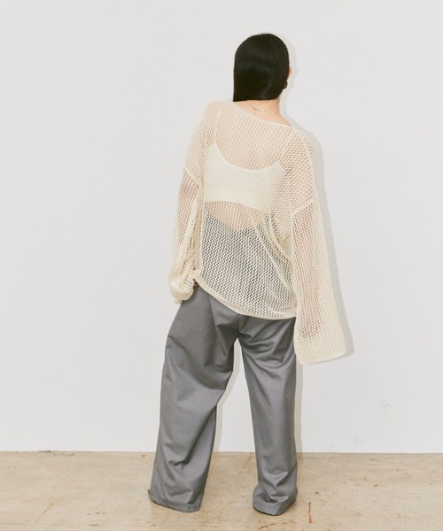 Happy John（ハッピージョン）の「linen like mesh knit tops / リネンライクメッシュニットトップス（ニット/セーター・レディース・ナチュラル/ブルー/チャコールグレー/オレンジ/グリーン/ブラック・FREE）」の20枚目の写真