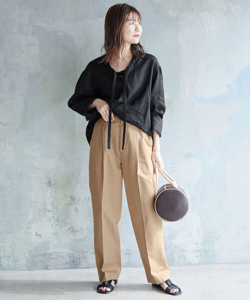 SLOBE IENA（スローブイエナ）の「リネンレースアップブラウス（シャツ